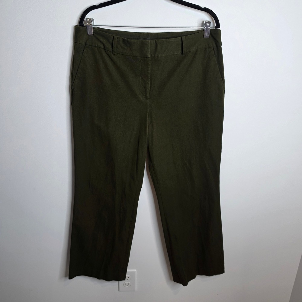 Talbots Newport Pant Womens 14 Olive Green Straight Leg Chino Trousers